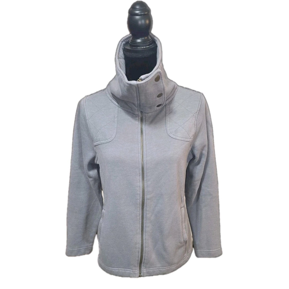 Eddie Bauer Jackets & Blazers - Eddie Bauer Women’s Fleece Jacket Gray Full Zip Quilted Button Collar Size Large